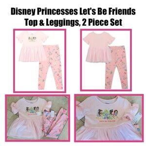 Disney Princesses Let's Be Friends Top & Leggings, 2 Piece Set